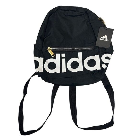 New Adidas Linear Mini Backpack in Black, White and Gold Classic Travel Everyday main image 8